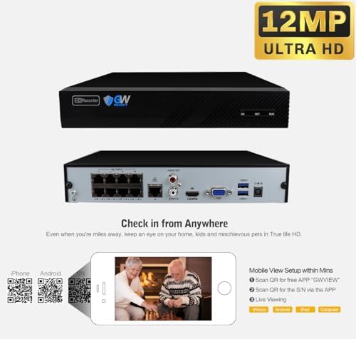 gw security 8 channel 12mp nvr 4k ai, side view