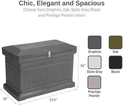 RTS Home Accents ParcelWirx Premium Horizontal Storage Cabinet/Lockable Package Delivery Box with Hinged Lid, Graphite