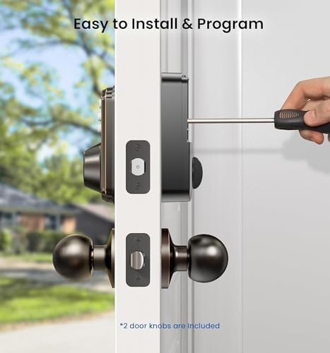 Veise KS01C Keyless Entry Deadbolt Door Lock with Knobs, Oil Rubbed Bronze