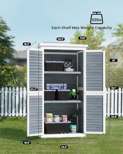 Bealife 63.2" Outdoor Storage Cabinet with Double Doors - Grey