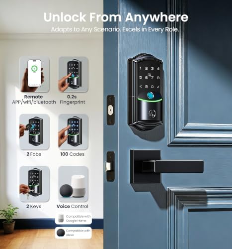 Veise VE027 WiFi Smart Lock Fingerprint Keyless Entry Deadbolt Matte Black