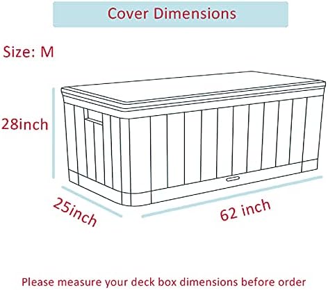 Deck Box Cover, Waterproof 600D Oxford, 62 x 28 x 25 in