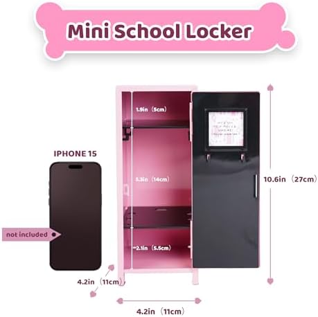 YOBRO Mini Locker with Lock, 2 Keys, 24 Magnetic Stickers, Pink