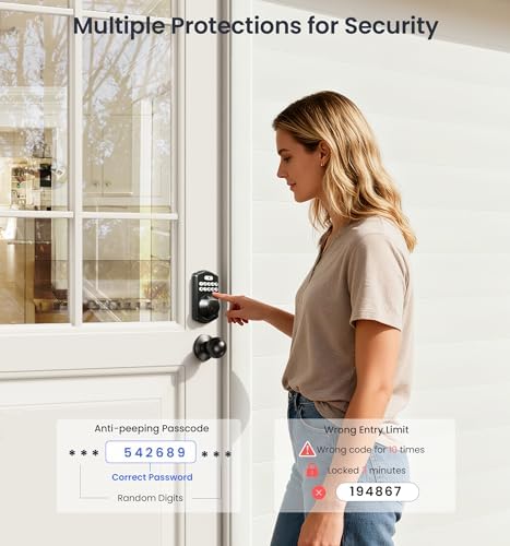 Veise KS02C Fingerprint Deadbolt Door Lock with Knob Set, Matte Black