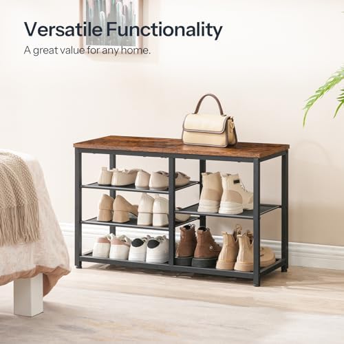 HOOBRO Shoe Bench, 5-Tier Shoe Rack Bench, Industrial Shoe Storage Bench