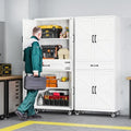 Letaya Metal Garage Storage Cabinets with Wheels,White Rolling Tool Cabinet