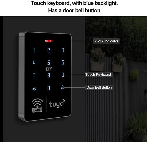 WiFi Access Control System Smart Tuya APP RFID Access Controller IP68 Waterproof 125KHz 13.56MHz Reader + Power Supply +10pcs Keyfobs (Without Lock)