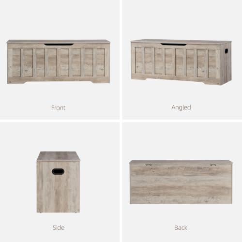 VANKILEY 47.2" Storage Chest Extra Large,Wooden Storage Bench(Greige).