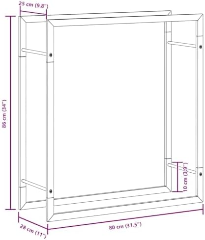 vidaXL Firewood Rack Matt Black 31.5"x11"x33.9" Steel