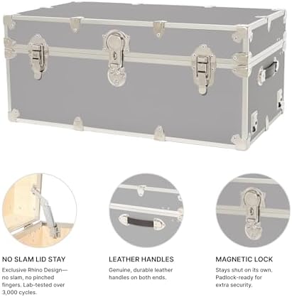 Rhino Classic XL Trunk for Camp and Dorm, Footlocker Storage Chest, Bench