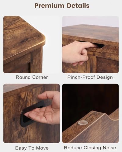 Timberer 39.4" Storage Chest with 2 Safety Hinges, Wooden Storage Trunk