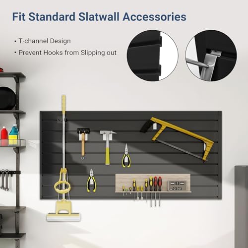 Neoaider Slatwall Panel 2 FT x 4 FT, Interlocking Slat Wall Paneling, Black