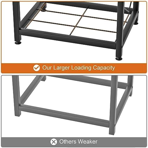 VyGrow Firewood Rack for Indoor, 2-Tier Firewood Holder with 3 Hanging Hooks, Heavy Duty Wood Rack for Outdoor Patio, Black