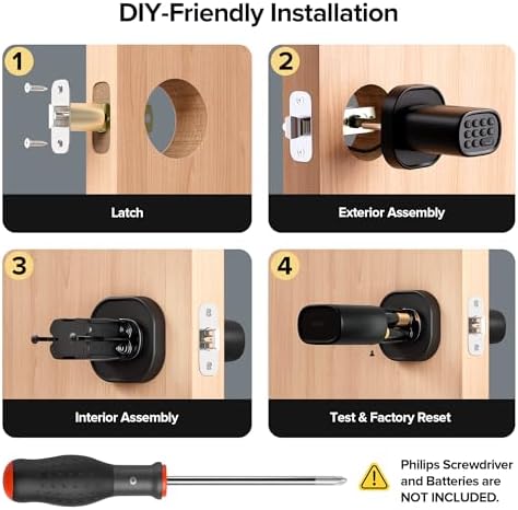 ThorBolt MK1 Smart HomeKit Fingerprint Door Knob with Keypad, Black