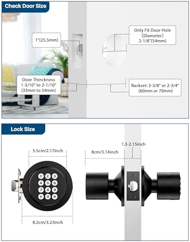 HIDALIFE Door Knob with Keypad, Door Knob with Lock, Keyless Entry Door Lock with Code for Front Door Garage Home Apartment, Matte Black