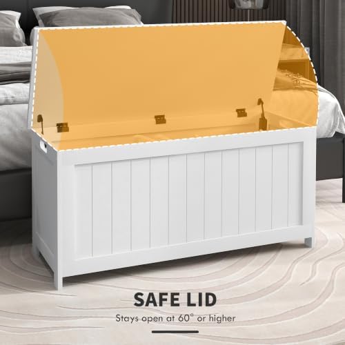 HOMCOM Storage Bench Cut-Out Handles 39.4" x 15.7" x 18.9" White