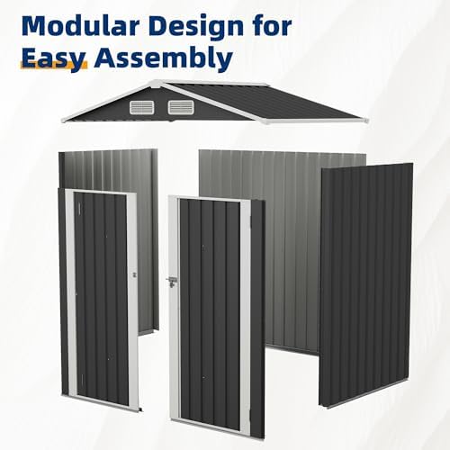 UDPATIO 6x4 FT Metal Storage Shed,Outdoor Shed,Garden Shed for Patio,Grey