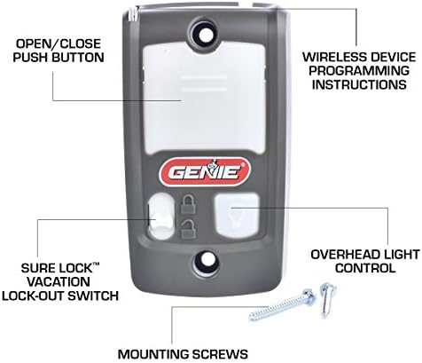 Genie Series II Garage Door Opener Wall Console - Sure-Lock/Vacation Lock for Extra Security - Light Control Button - Compatible with All Genie Series II Garage Door Openers - Model GBWCSL2-BX