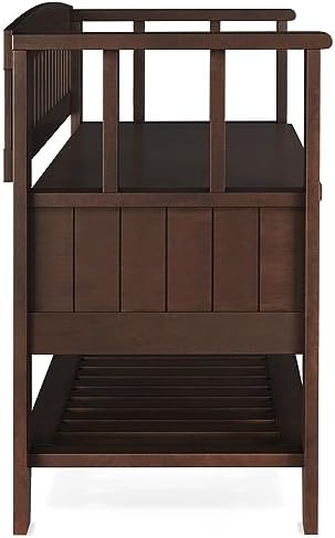 SIMPLIHOME Acadian 48" Wide Solid Wood Storage Bench in Brunette Brown