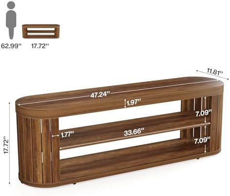 Tribesigns 47.2" 3-Tier Entryway Bench with Shoe Storage