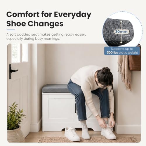 NEWBULIG Shoe Bench with Storage for Entryway, 27.6" Shoe Storage Bench