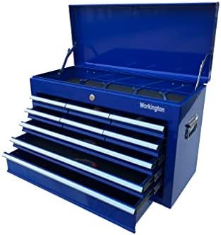 Workington Portable Metal Tool Chest with 9 Drawers, 24" 9-Drawer Tool Chest Cabinet with Ball Bearing Drawer Slides, Steel Tool Storage Box Organizer 4006 Blue