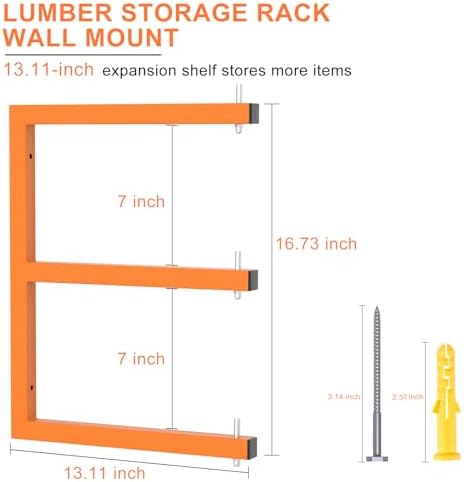 6 Pack Lumber Storage Rack, 9 Level Lumber Rack Wall-Mounted, 1980 lb