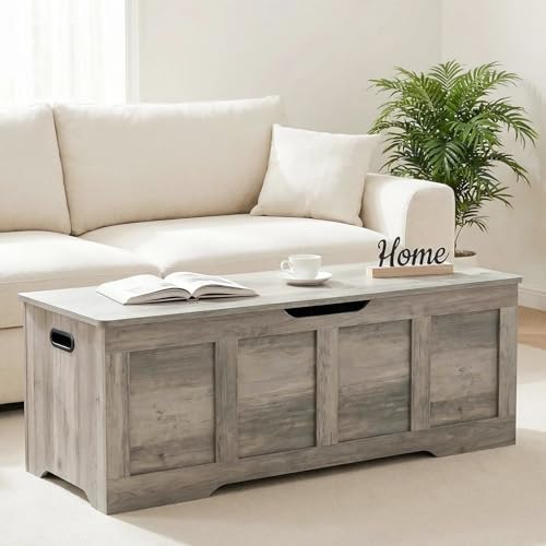 Timberer 47.2" Storage Chest Extra Large Storage Bench with 2 Safety Hinges