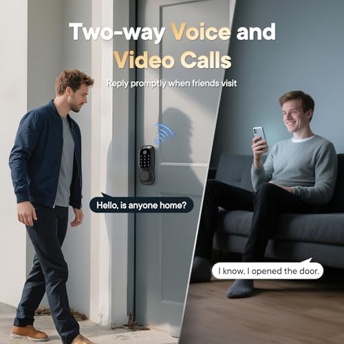 Video Smart Lock with Camera & Doorbell,6-in-1 Keyless Entry Door Lock for Front Door,Deadbolt Lock with Built-in WiFi 2K HDR Camera,Support Fingerprint,Keypad and Voice Unlock,Video Call,App Control