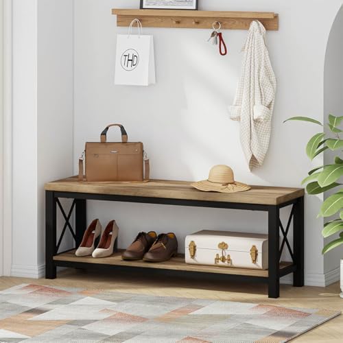 BON AUGURE Entryway Shoe Bench for Mudroom, Farmhouse Bench with Storage