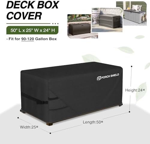 Porch Shield Patio Deck Box Storage Cover 50 x 25 x24 inch, Black