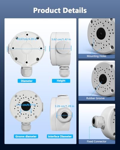 metal aluminum ip66 waterproof bullet security camera junction, view 9