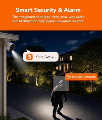 SensForge 2.5K Wireless Security Camera, Outdoor Battery Powered, 2.4GHz Wi-Fi, Magnetic, No Subscription Required, Human/Motion Detection, Color Night Vision, Spotlight, Siren, 2-Way Talk
