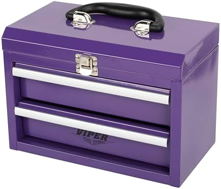Viper Tool Storage 11-Inch 2-Drawer Portable Toolbox, Purple