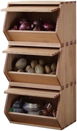 Stackable Solid Wood Storage Chests, Modular Bins with Lids, 15.5"W