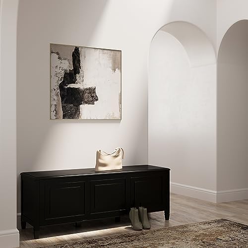 SIMPLIHOME Connaught 51" Wide Solid Wood Trunk Bench in Black