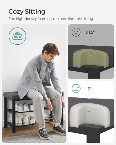 SONGMICS Shoe Bench, Storage Bench, Entryway Bench with Cushion
