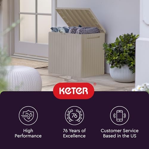 Keter City 30 Gal Outdoor Storage Box and Patio Side Table