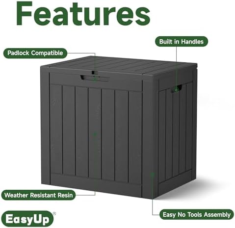 EasyUp 33 Gal Waterproof Outdoor Storage Box UV Resistant Deck Box