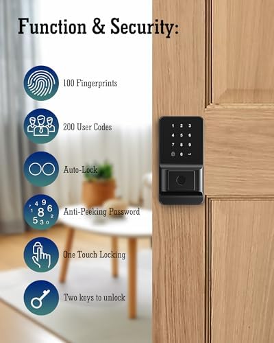 LeLoupFidele Smart Keyless Deadbolt Lock with Fingerprint for Front Door