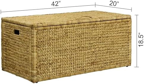 eHemco Water Hyacinth Bedding Storage Trunk, Natural, 42x20x18.5