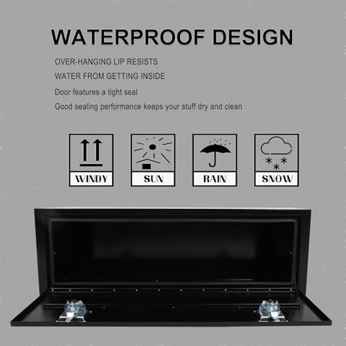 60 Inch Steel Underbody Truck Tool Box Heavy Duty Storage Organizer Tool Box Waterproof 60"X18"X18" Black