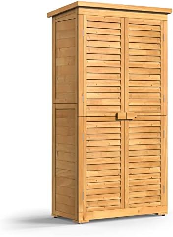 Bealife 63.2" Outdoor Storage Cabinet with Double Doors - Natural