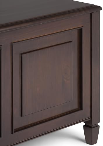 SIMPLIHOME Connaught 51" Wide Solid Wood Trunk Bench in Brown