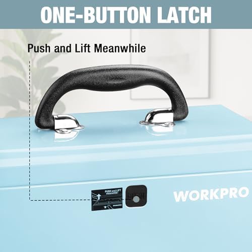 WORKPRO 10.8" Mini Metal Tool Box with Removable Tray