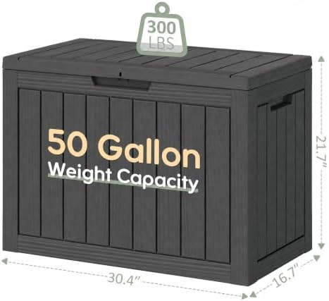 KAMABOKO 50 Gallon Outdoor Storage Box Waterproof Deck Box for Patio