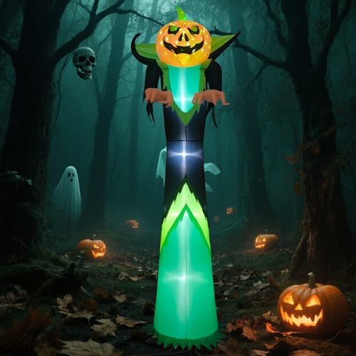 12ft Halloween Inflatable Decor with LED Lights Outdoor Blow up Decor Inflatables for Halloween/Yard/Lwan/Garden Outside Decor (12ft Black Pumpkin)