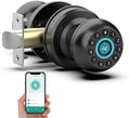 Anweller Smart Door Knob with Lock, Fingerprint Code Keypad Keyless Entry Electronic Digital Biometric Bluetooth App Control Doorknob for Bedroom Interior Apartment Garage - Black