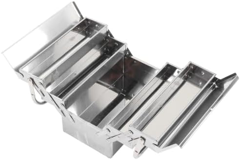 3 Tier Stainless Steel Tool Box Portable Folding Cantilever Tool Storage Organizer with 5 Trays Metal Toolbox for Home Garage Auto Repair Workshop Storage