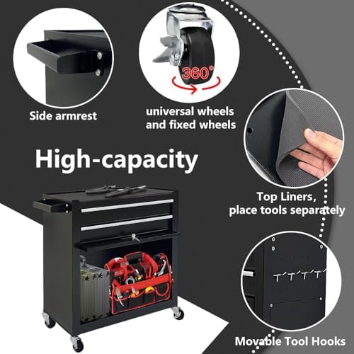 Dawmilon 8-Drawer Rolling Tool Chest, Detachable 2-in-1 Tool Box with Wheel